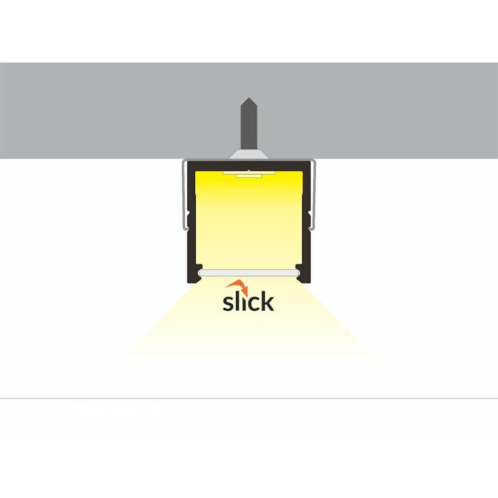 Aufbauprofil micro XL 200cm Alu-eloxiert ohne Abdeckung mit LED-Beleuchtung und logo.