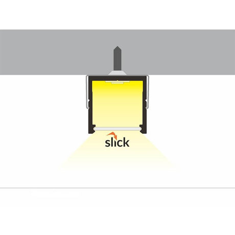Aufbauprofil micro XL 200cm Alu-eloxiert ohne Abdeckung mit LED-Beleuchtung und logo.