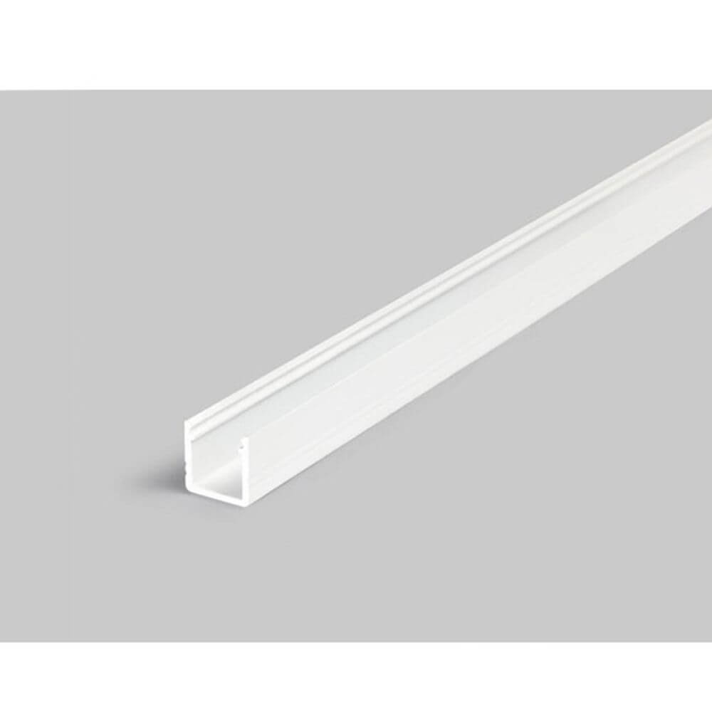 Aufbauprofil micro 200cm Weiß ohne Abdeckung für LED-Strips auf grauem Hintergrund