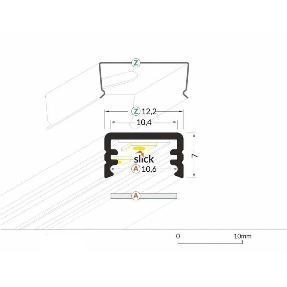 Aufbauprofil mini 200cm Schwarz ohne Abdeckung für LED-Strips