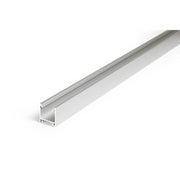 Aufbauprofil tief 200cm Alu-eloxiert ohne Abdeckung für LED-Strips, ideal für professionellen LED-Einbau.