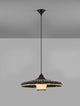 Aura Pendelleuchte Ø 61cm Rattan mit filigranem Rattanschirm und schwarzer Basis, ideal für modernes Wohnen.