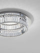 Aurelia LED Deckenleuchte 3500K Chrom mit glasklaren K5 Kristallen und verchromtem Metall.