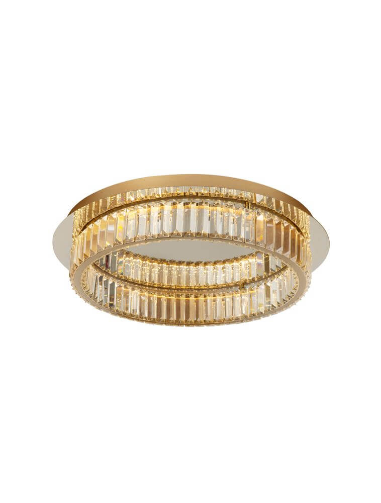 Aurelia LED Deckenleuchte 3500K in Gold mit Glasstäben für blendfreies Licht und modernes Design.