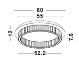 Dimensionale Zeichnung der Aurelia LED Deckenleuchte mit Durchmesser von 60 cm und Höhe von 12 cm.