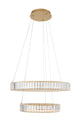 Aurelia LED Pendelleuchte Ø 60cm 2-flammig mit K5 Kristallen und Chromring für modernen Wohnstil.