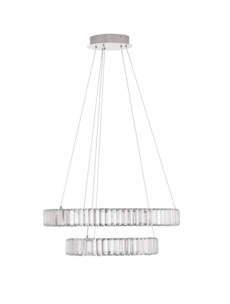 Aurelia LED Pendel Ø 60cm 2-pære med krom ring og K5 krystaller.