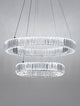 Aurelia LED Pendelleuchte Ø 60cm 2-flammig mit Kristallen und Chromring, modernes Design für stilvolles Licht.