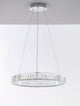 Aurelia LED Pendelleuchte Ø 60cm 3500K mit klarem K5 Kristall und schlankem Chromring.