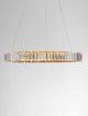 Aurelia LED Pendelleuchte Ø 60cm 3500K mit Kristallringen und elegantem Design.