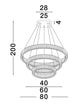Technische Zeichnung der Aurelia LED Pendelleuchte Ø 80cm 3500K mit Maßen.