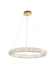Aurelia LED Pendelleuchte Ø 80cm 3500K, stilvolle Leuchte mit Chromring und Kristallen, ideal für jeden Wohnraum.