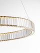 Aurelia LED Pendelleuchte Ø 80cm 3500K mit goldfarbenem Chromring und hochwertigen K5-Kristallen.