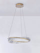 Aurelia LED Pendelleuchte 3500K Gold mit facettenreichen Glasstäben und goldenem Metallrahmen, modern und elegant.