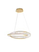 Aurelia LED Pendelleuchte 3500K Gold mit goldener Metallrahmen und facettierten Glasstäben.