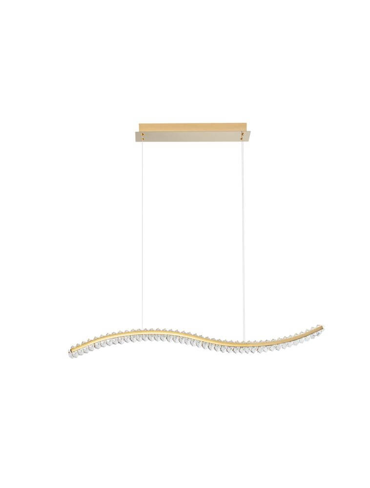 Aurelia LED Pendelleuchte 3500K in modernem Design mit verchromtem Metall und klaren K5-Kristallen.