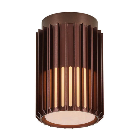 Außendeckenlampe Aludra IP54 mit modernem Design und robustem Gehäuse in Braun.