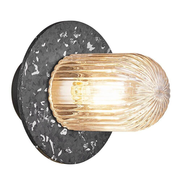 Januka IP54 outdoor ceiling light in a modern design with glass and a black housing.