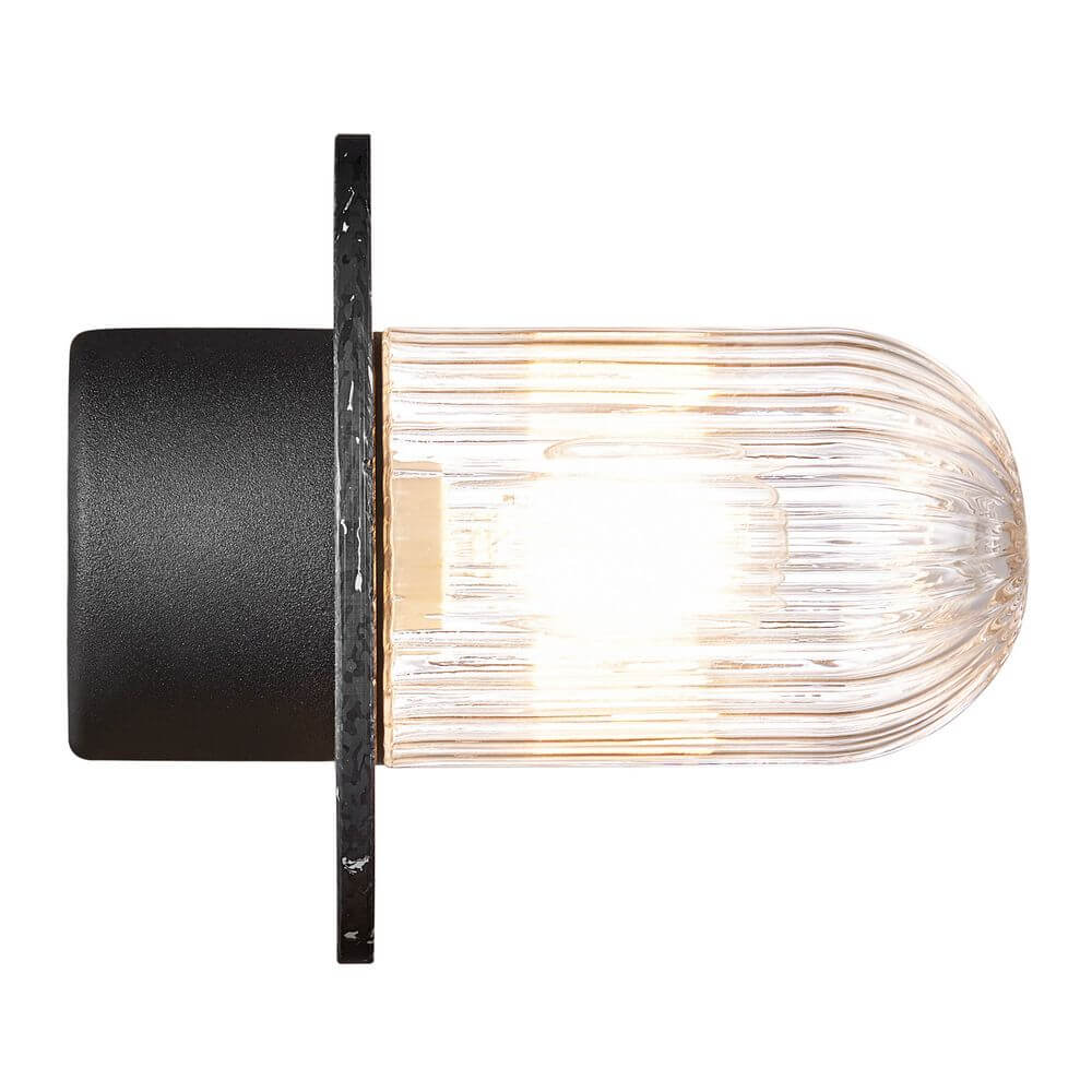Außendeckenlampe Januka IP54 in elegantem Design mit gläserner Abdeckung und schwarzem Gehäuse