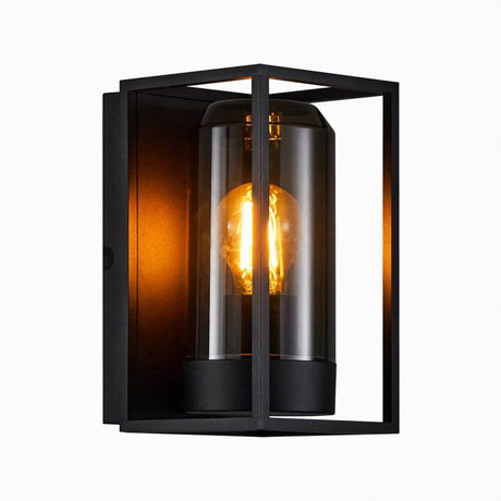 Außenwandlampe Griffin IP44 moderne schwarze Außenleuchte mit Rauchglas und warmem Licht