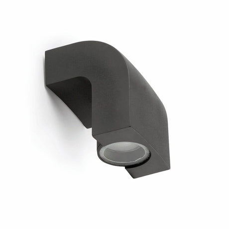 Außenwandlampe KLAMP IP44 Dunkelgrau in modernem Design an der Wand montiert.