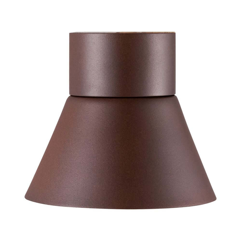 Außenwandlampe Kyklop Cone IP54 in braun mit konischem Lampenschirm für dekoratives Licht.