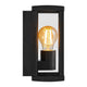 Außenwandlampe Luchy IP44 mit schwarzem Metallrahmen und dekorativer Glühbirne, modern und elegant.