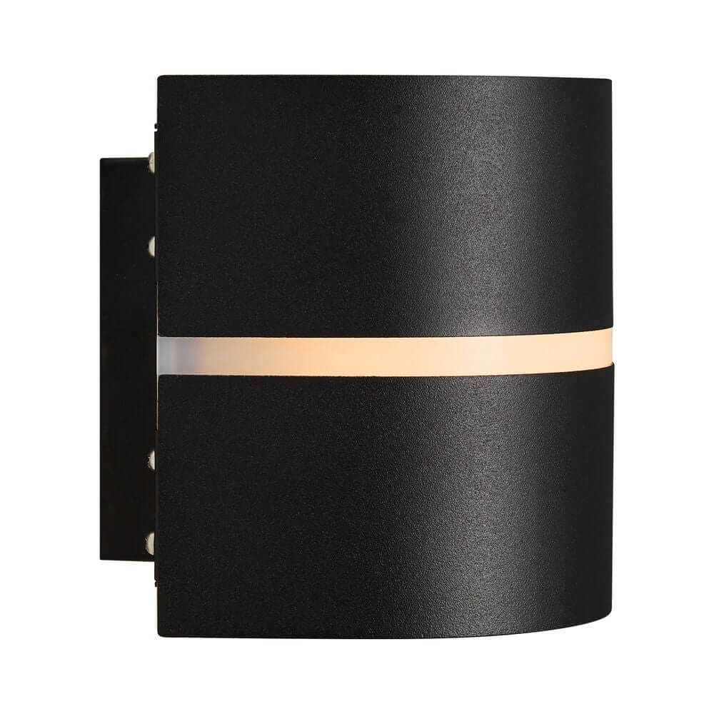 Außenwandlampe Sibelis IP44 in modernem Design mit schwarzem Finish und sanftem Licht.