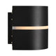 Außenwandlampe Sibelis IP44 in modernem Design mit schwarzem Finish und sanftem Licht.