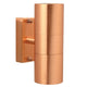 Außenwandlampe Tin Double IP54 in kupferfarbenem Design, ideal für den Außenbereich.