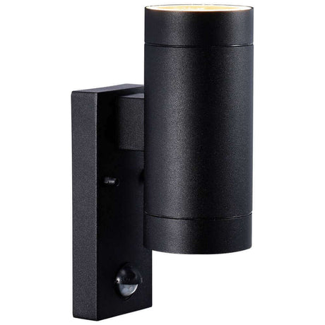 Applique murale d’extérieur Tin Maxi Double Sensor IP54 en aluminium noir avec deux sources lumineuses.