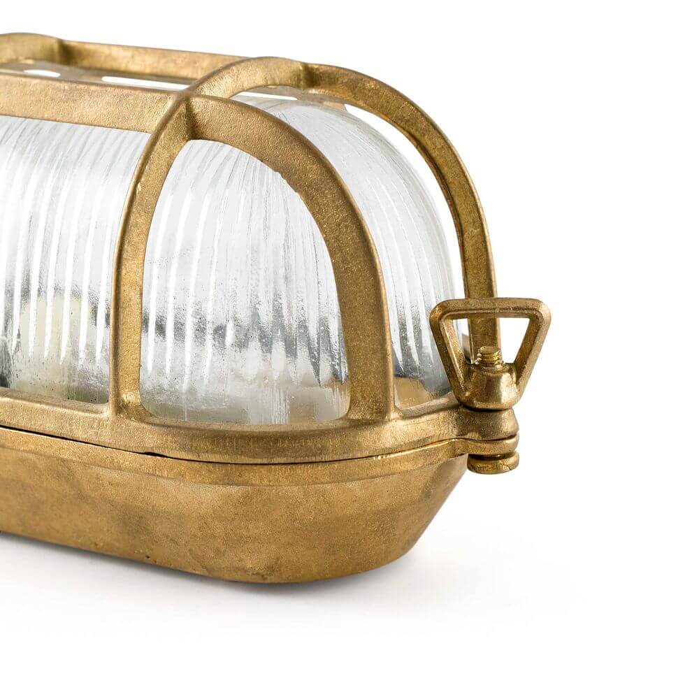 Außenwandleuchte CABO IP65 Messing Küstenlampe Salzwasser mit transparentem Glas und klassischem Design.