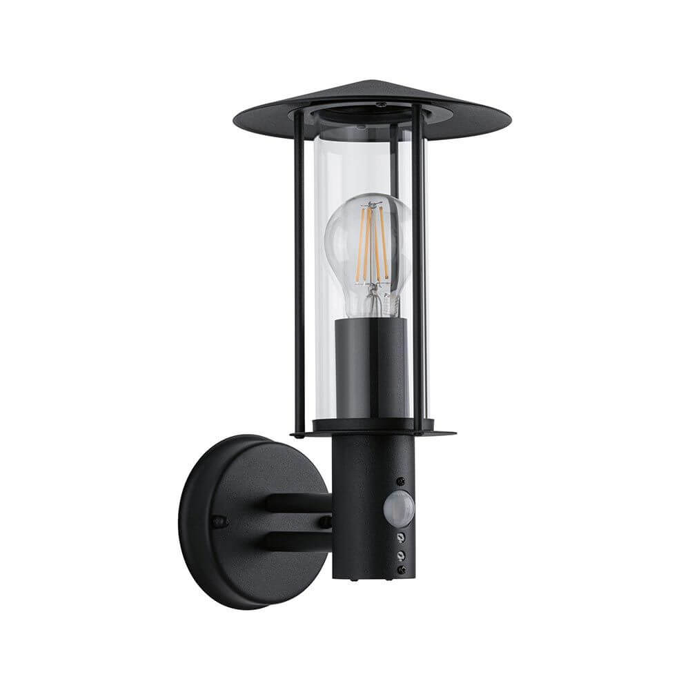Sensor Außenwandleuchte Classic Dunkelgrau Metall Glas mit Bewegungsmelder und klarem Glasschirm