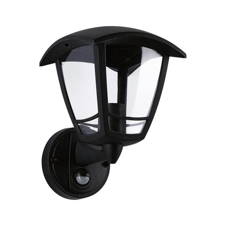 Classic Curved outdoor wall light with sensor, black - classic design in anthracite with motion detector.