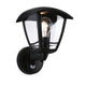Außenwandleuchte Classic Curved mit Sensor Schwarz in klassischem Design mit klarem Glasschirm und Bewegungsmelder.