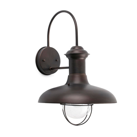 ESTORIL-G outdoor wall light IP33 rust brown, mounted on the wall, perfect for outdoor areas.