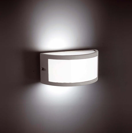 Outdoor wall light NEGUS IP54 grey mounted on a wall with a modern design.