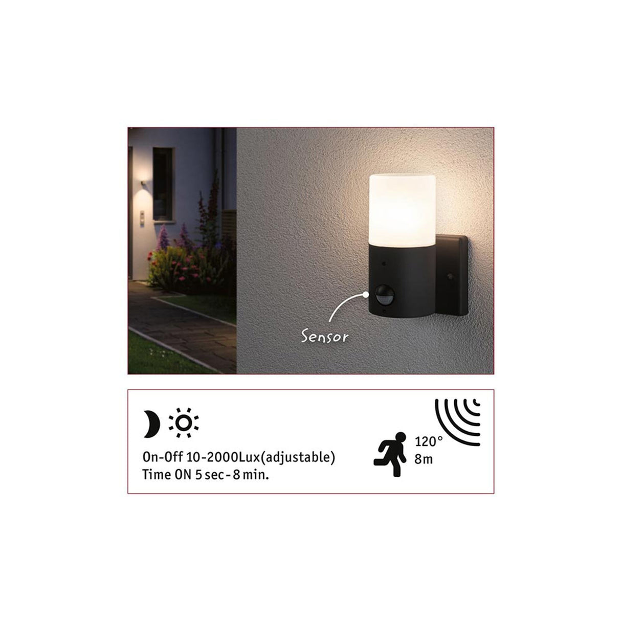 Außenwandleuchte Tubs Bewegungs-Sensor Grau