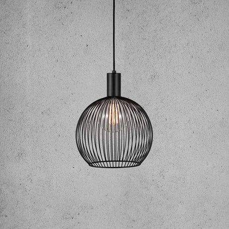 Aver 30 Gitter-Pendelleuchte Ø 30cm Schwarz - moderne Pendelleuchte mit sichtbarer Birne und elegantem Design.