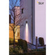 Big Theo Wall Outdoor Wandleuchte LED 3000K Up/Beam Down Anthrazit an Außenwand bei Nacht.