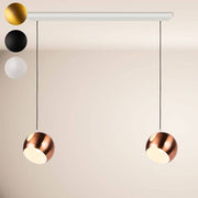 s.luce Ball Esstisch-Hängelampe Ø 30cm drehbarer Schirm 120cm in Kupfer und Weiß