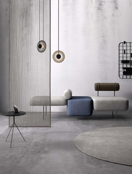 Modern living space with stylish furniture and the Ballet pendant light Ø 26cm black as the main element.