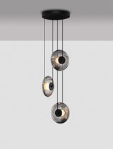 Ballet Pendelleuchte 3-flammig Ø 35cm in modernem Design mit schwarzen und transparenten Glaskugeln.