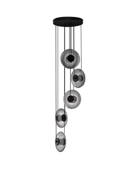 Ballet pendel 5-pære Ø 40cm, moderne hængelampe med fem glasskærme i elegant design.