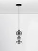 Bally LED Pendelleuchte Ø 20cm 3-flammig, hängende Designer-Leuchte aus Metall und getöntem Glas.