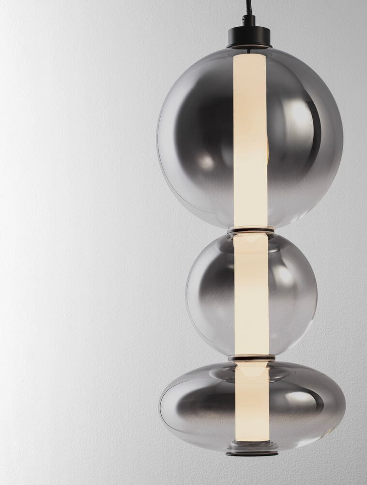 Bally LED Pendelleuchte Ø 20cm 3-flammig mit getöntem Glas und modernem Design