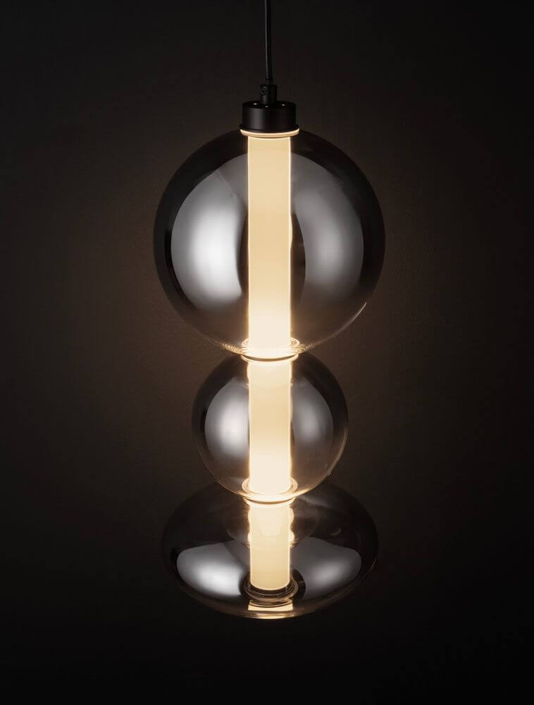 Bally LED Pendelleuchte Ø 20cm 3-flammig, moderne Designlampe mit getöntem Glas und eleganter Beleuchtung.