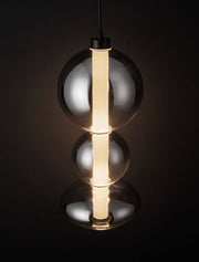 Bally LED Pendelleuchte Ø 20cm 3-flammig, Designer-Pendelleuchte aus Metall und getöntem Glas von NOVA LUCE
