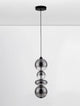 Alt Tag: Bally LED Pendelleuchte Ø 20cm 4-flammig - getönte Glas-Kugel-Pendelleuchte, schwarzes Metall, modern, ideal für Schlafzimmer und Küche