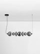 Bally LED Pendelleuchte 7-flammig in elegantem rauchgrauen Glas und mattschwarzem Aluminium.